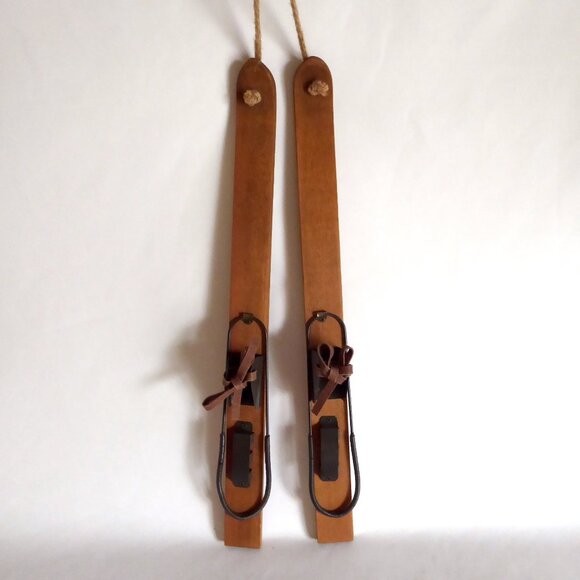 unknown Other - NEW 30” ELF SKI ORNAMENT WINTER HOLIDAY CHRISTMAS ANTIQUE WOOD DECOR PAIR